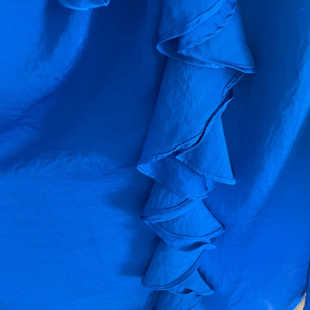 Blue Ruffle Wrap-Front Dress - Picture 3 of 4